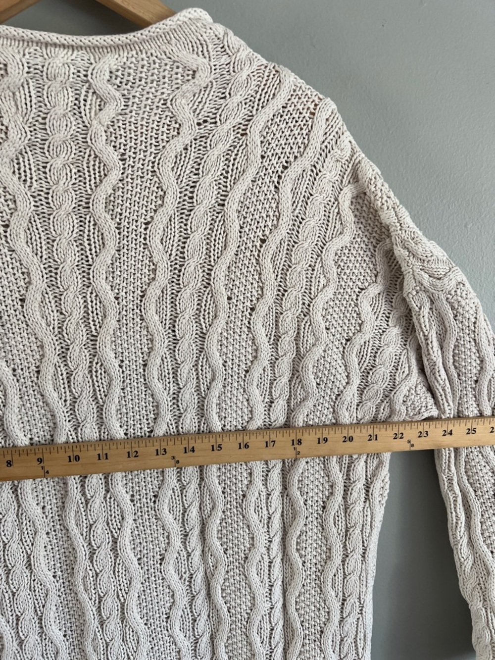 Eddie Bauer Cream Cable-Knit Crewneck Sweater - Picture 7 of 7
